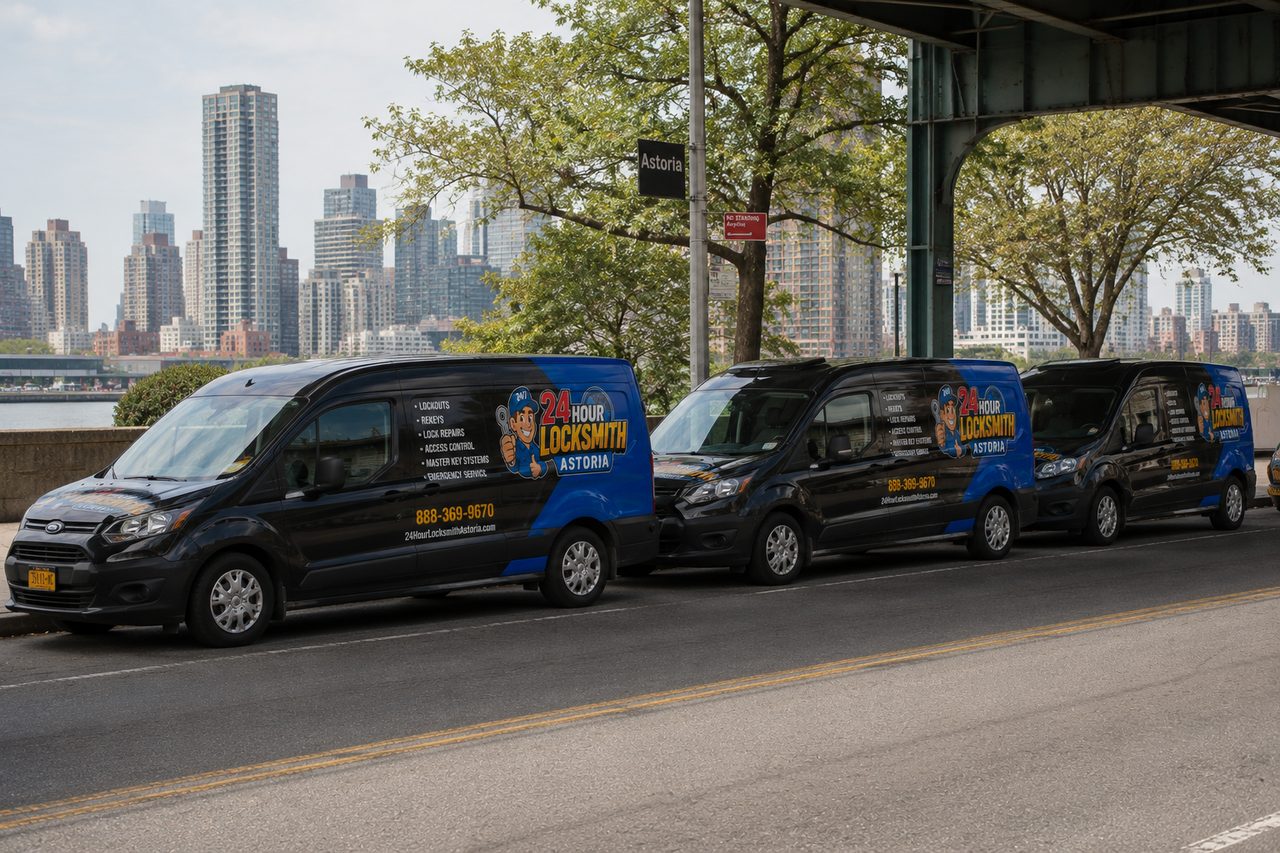 24 Hour Locksmith DUMBO vans by the Brooklyn waterfront