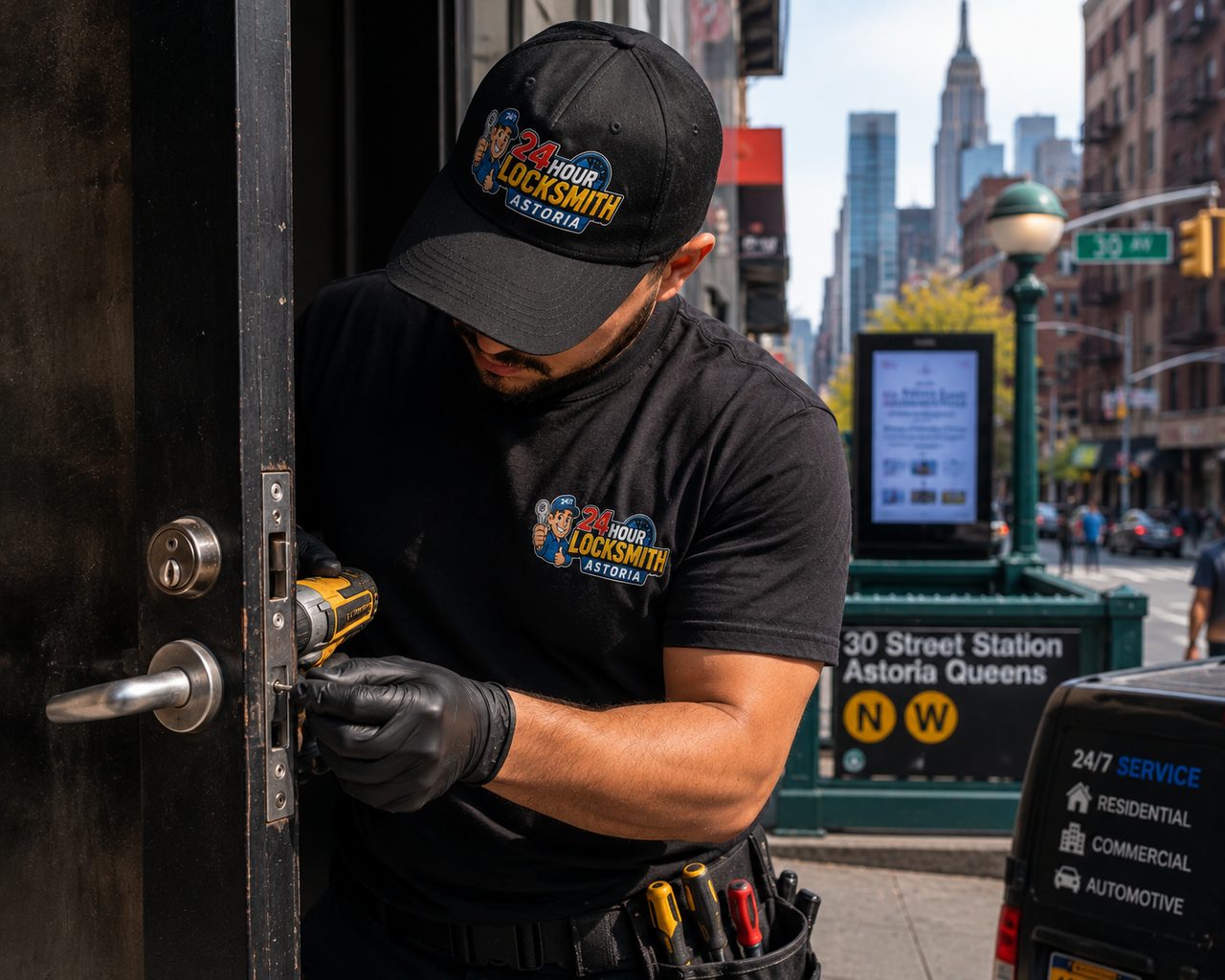 24 Hour Locksmith DUMBO locksmith with a key kit on Washington Street, DUMBO Brooklyn